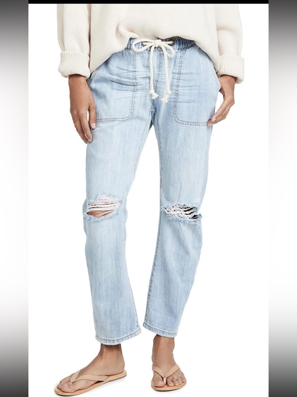 One Teaspoon Women's Shabbies Drawstring Boyfriend Jeans Size Medium Distressed
